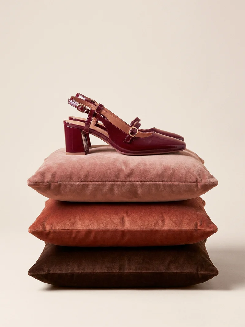 Escarpins slingback vernis bordeaux
