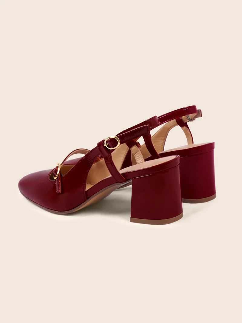 Escarpins slingback vernis bordeaux