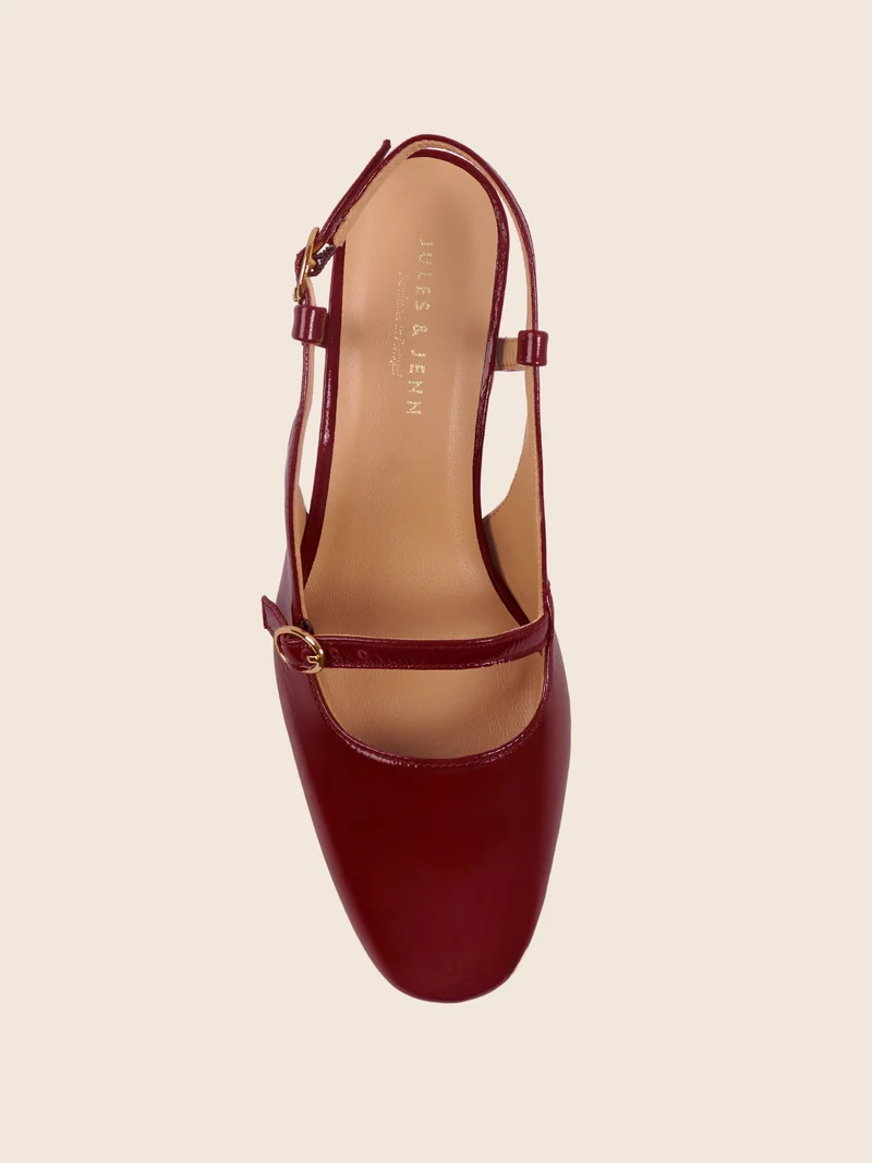 Escarpins slingback vernis bordeaux