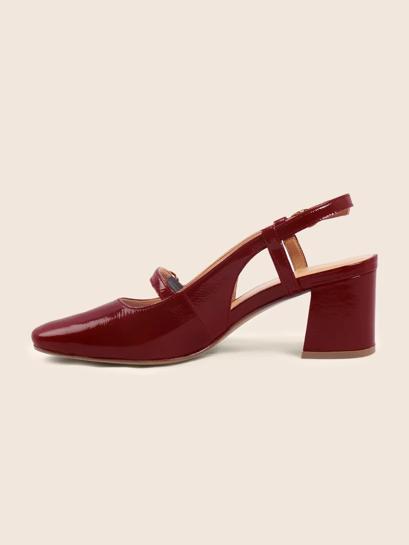 Escarpins slingback vernis bordeaux