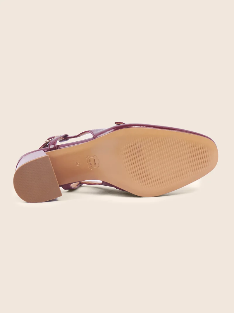Escarpins slingback vernis bordeaux