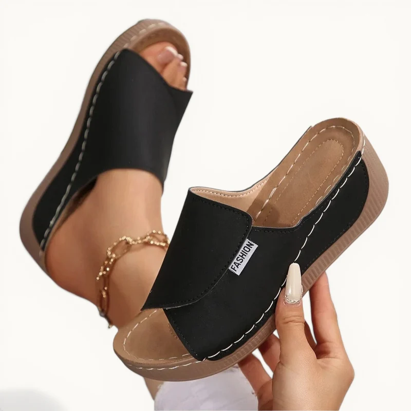 Chaussons femme | Compensés cuir PU