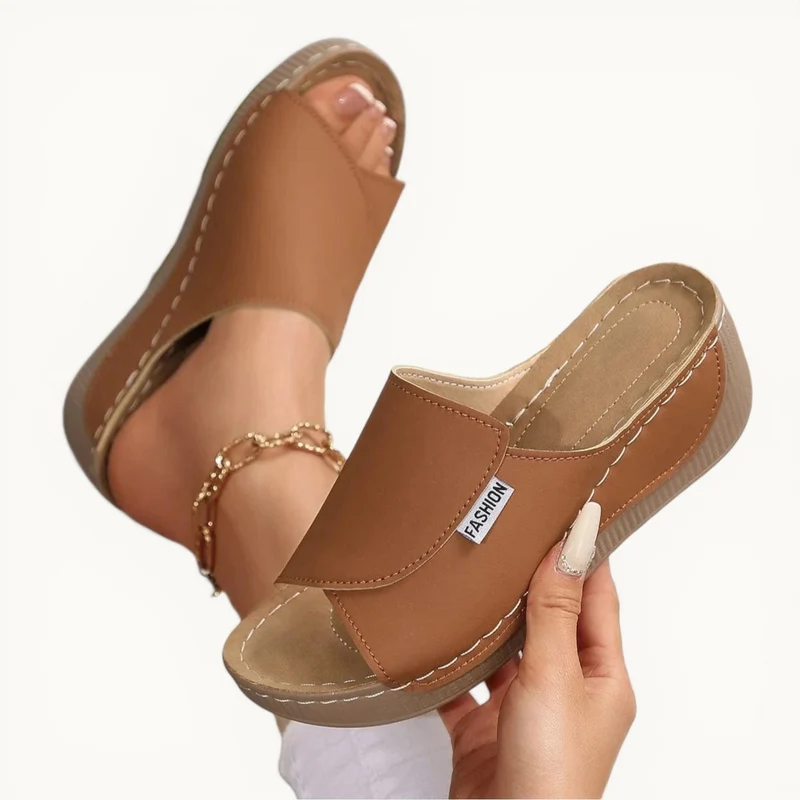 Chaussons femme | Compensés cuir PU