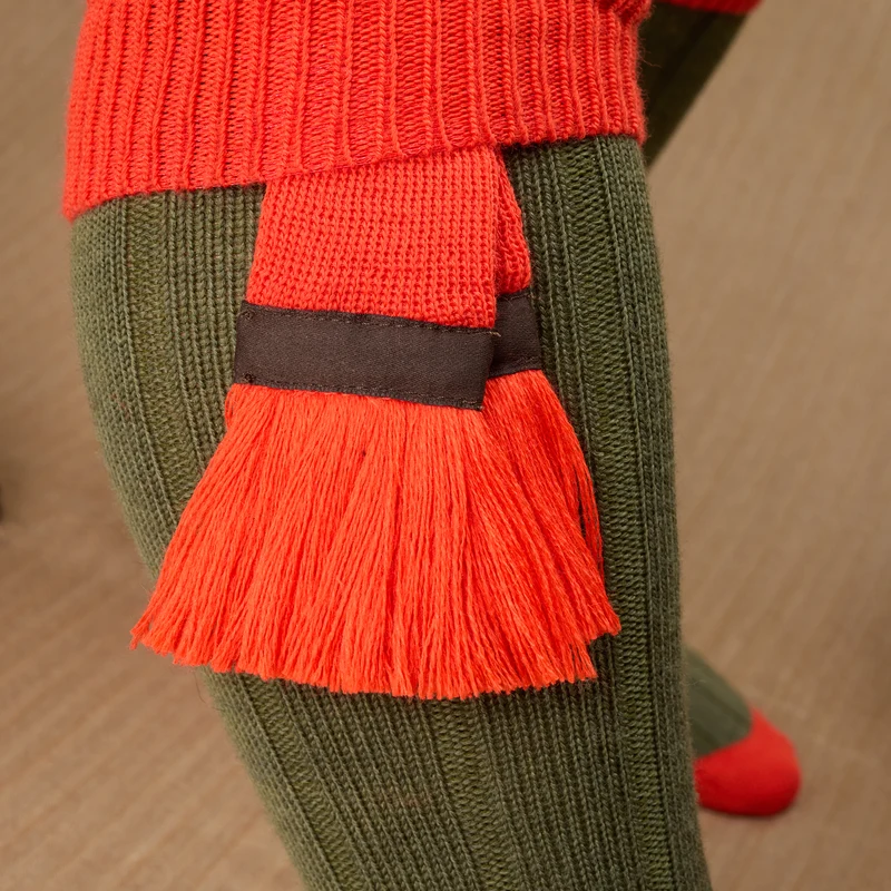 Mi-bas | Vert Sauge & Orange - Chasse - Laine mérinos