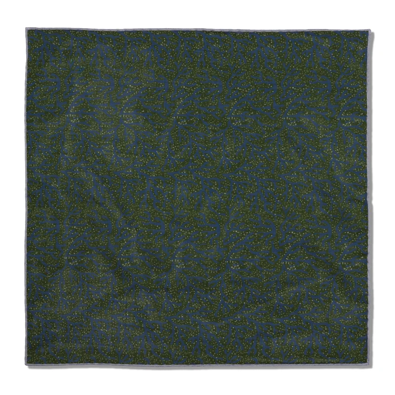 Pochette Bleu & Vert - Motif Corail - Laine & Soie