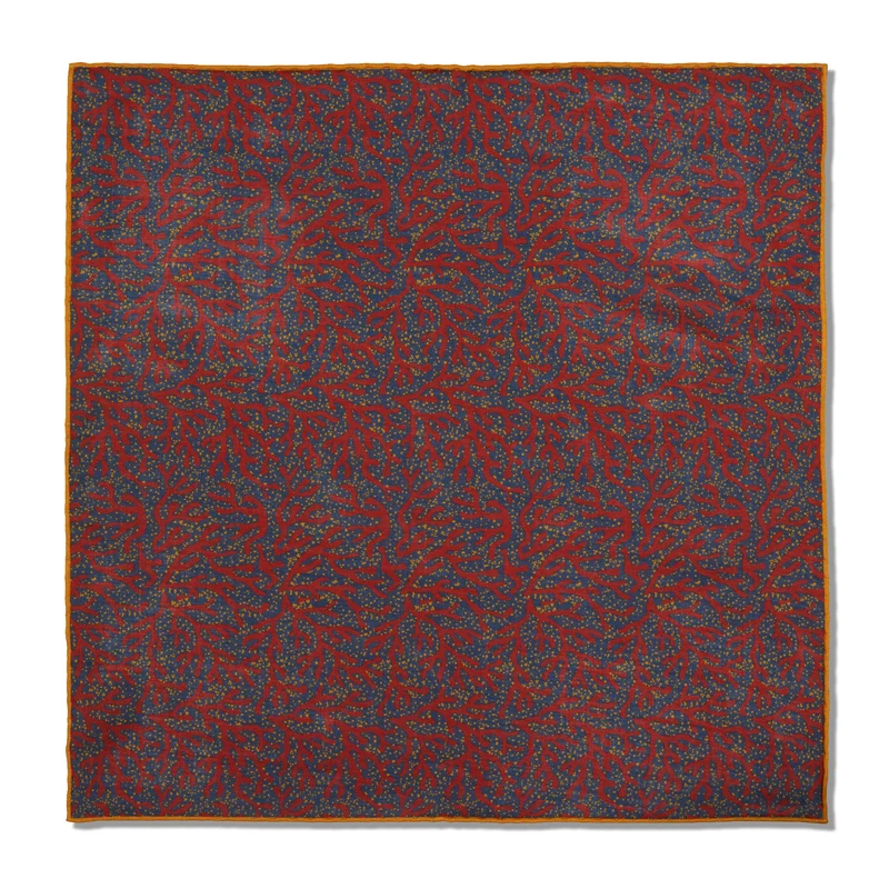 Pochette Acier & Rouge - Motif Corail - Laine & Soie
