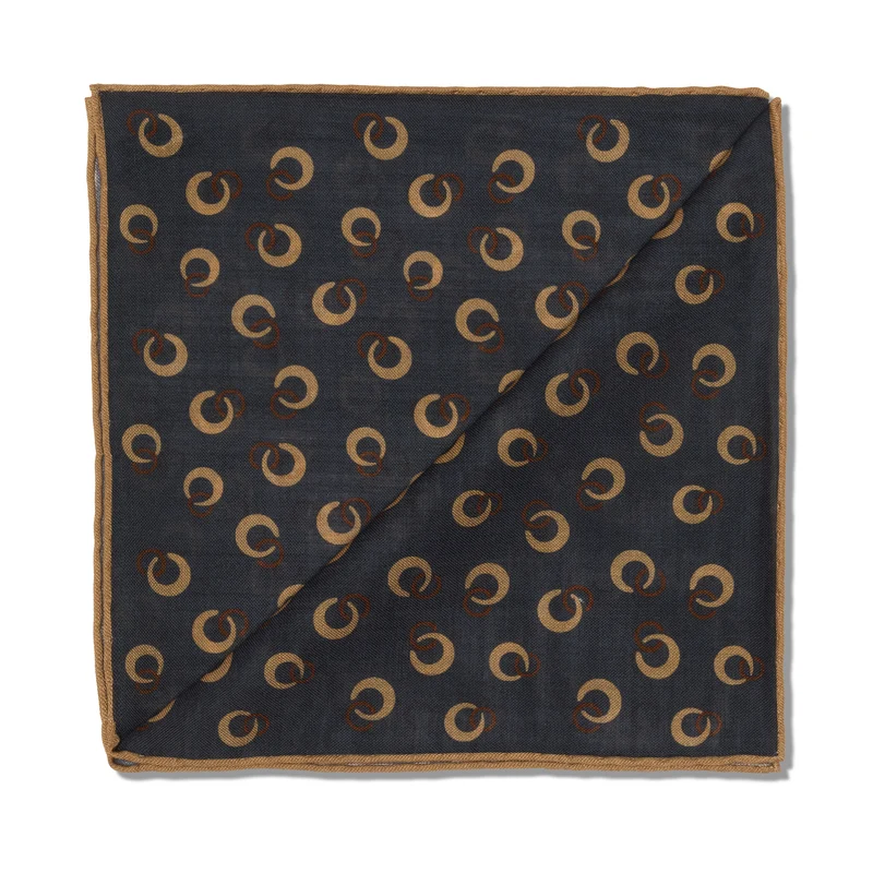 Pochette Gris & Beige - Motif Anneaux - Laine & Soie