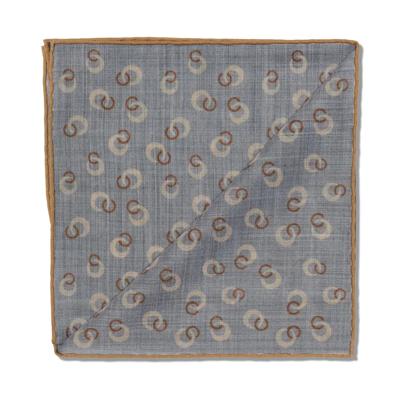 Pochette Gris & Beige - Motif Anneaux - Laine & Soie