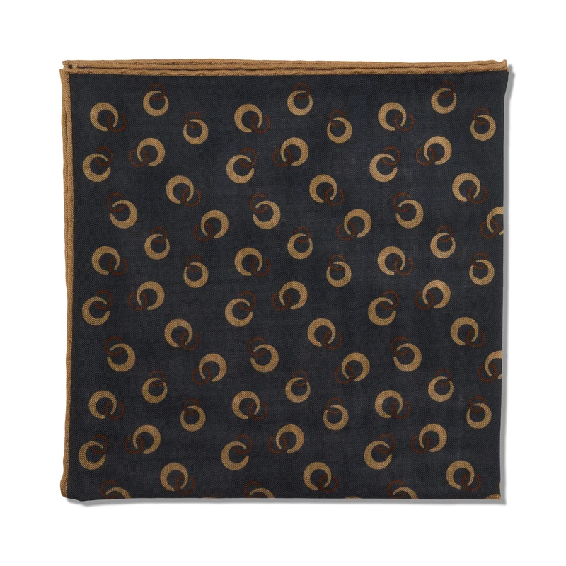 Pochette Gris & Beige - Motif Anneaux - Laine & Soie