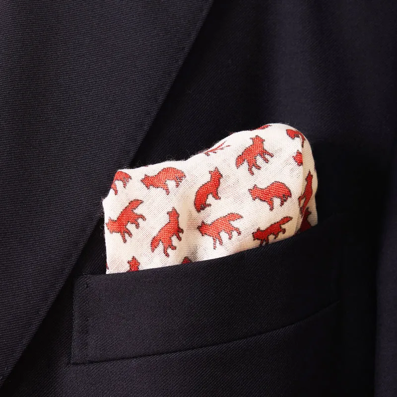 Pochette Neige & Rouge - Motif Renards - Laine & Soie