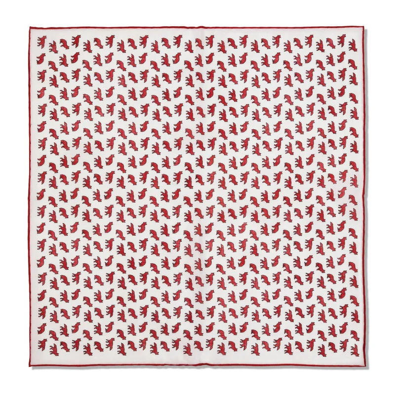 Pochette Neige & Rouge - Motif Renards - Laine & Soie