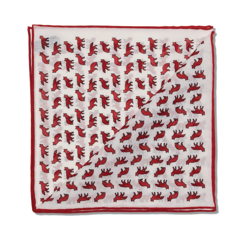 Pochette Neige & Rouge - Motif Renards - Laine & Soie