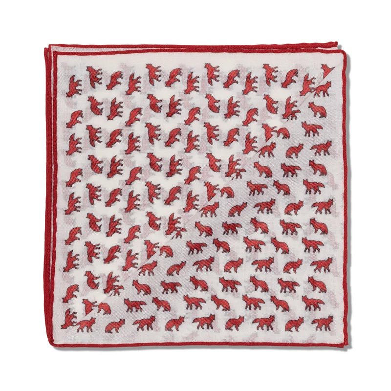 Pochette Neige & Rouge - Motif Renards - Laine & Soie