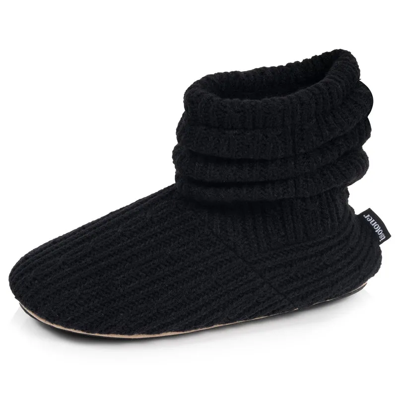 Chaussons Bottillons Tricot Femme Noir
