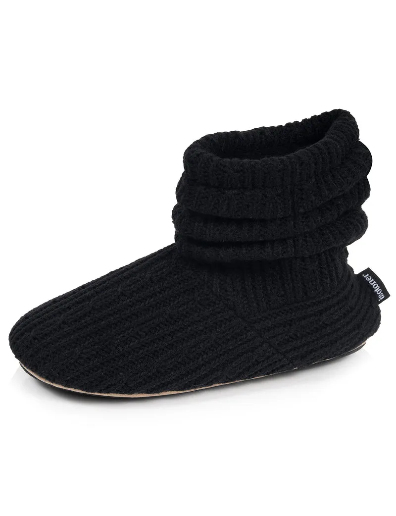 Chaussons Bottillons Tricot Femme Noir