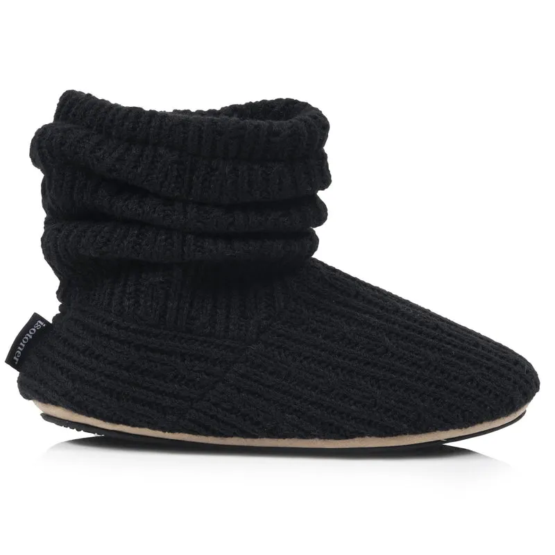 Chaussons Bottillons Tricot Femme Noir