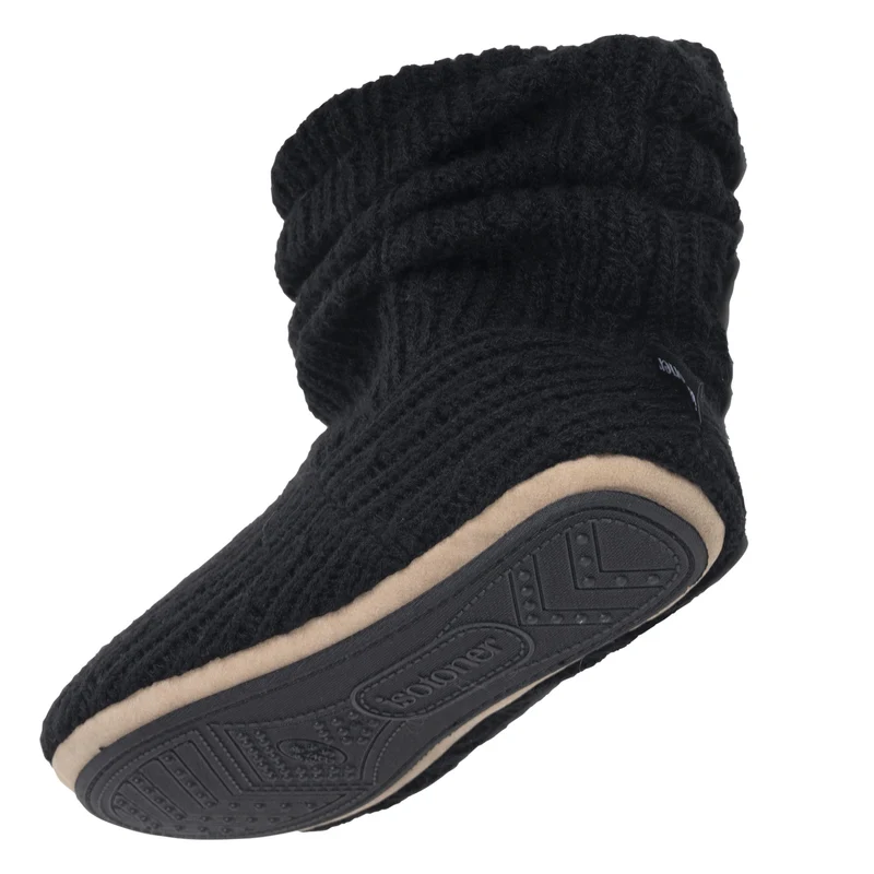 Chaussons Bottillons Tricot Femme Noir
