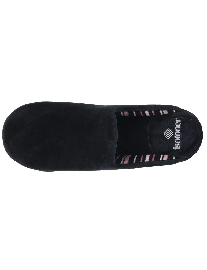 Chaussons Mules Femme Noir Rayures roses