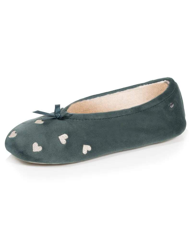 Chaussons Ballerines Femme Grand Nœud Sauge