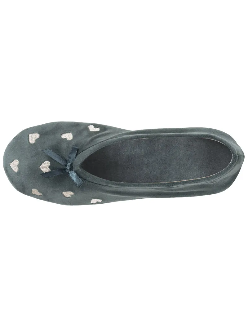 Chaussons Ballerines Femme Grand Nœud Sauge