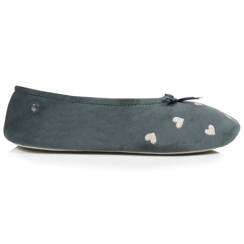 Chaussons Ballerines Femme Grand Nœud Sauge
