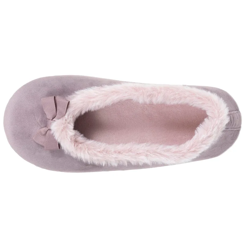 Chaussons Ballerines Femme microvelours Taupe