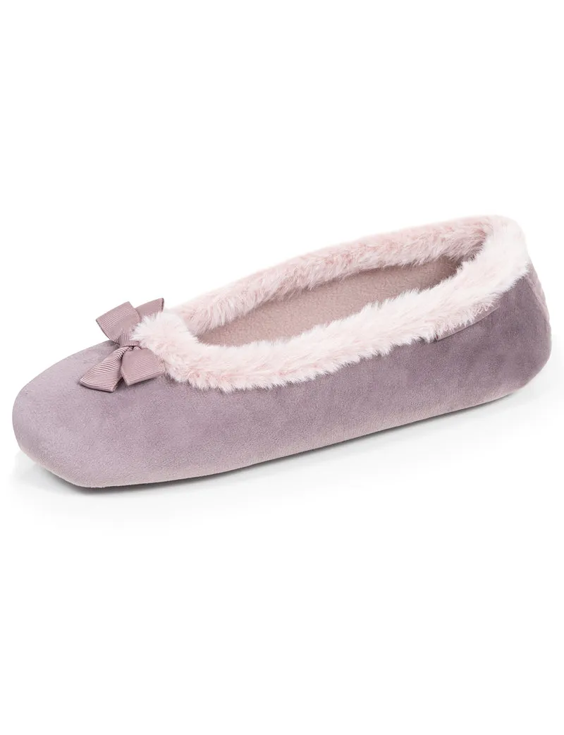 Chaussons Ballerines Femme microvelours Taupe
