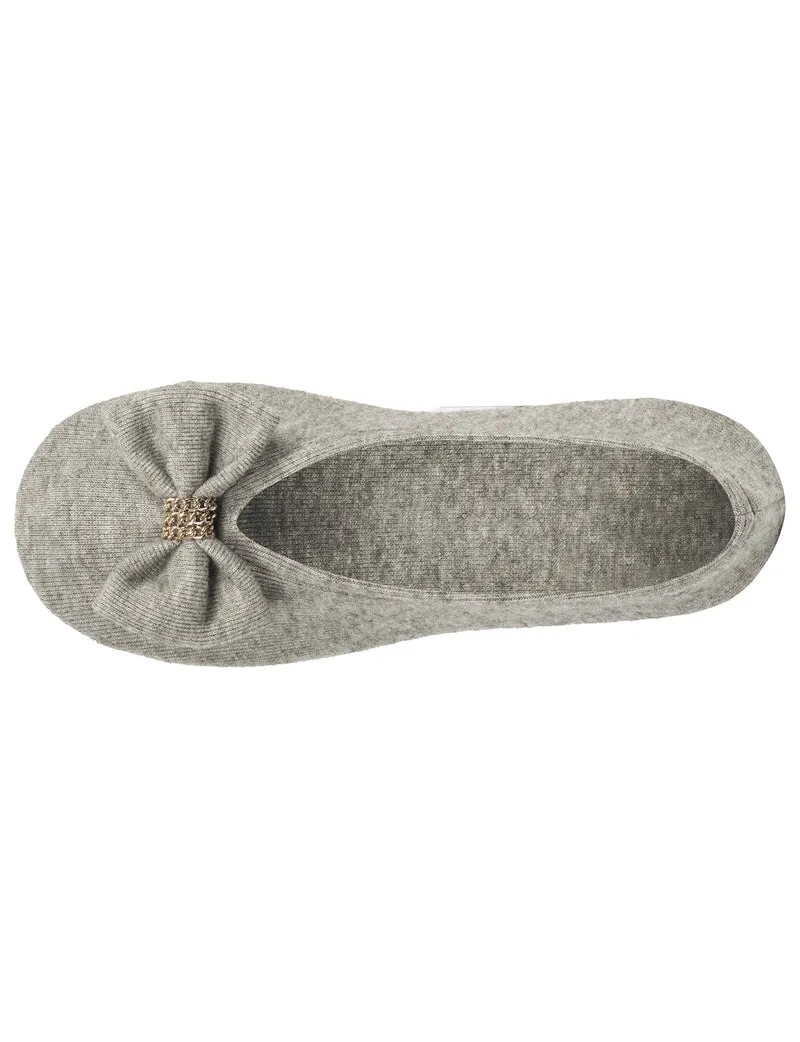 Chaussons Ballerines Femme Grand Nœud Kaki