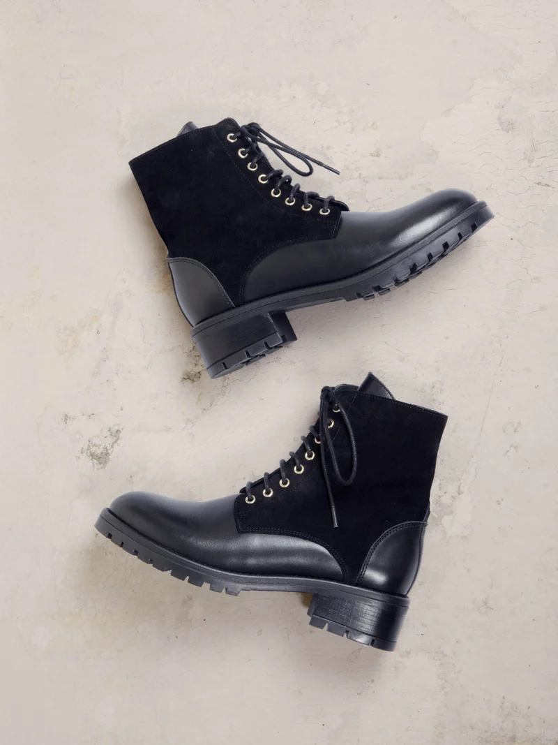 Bottines à lacet cuir noir