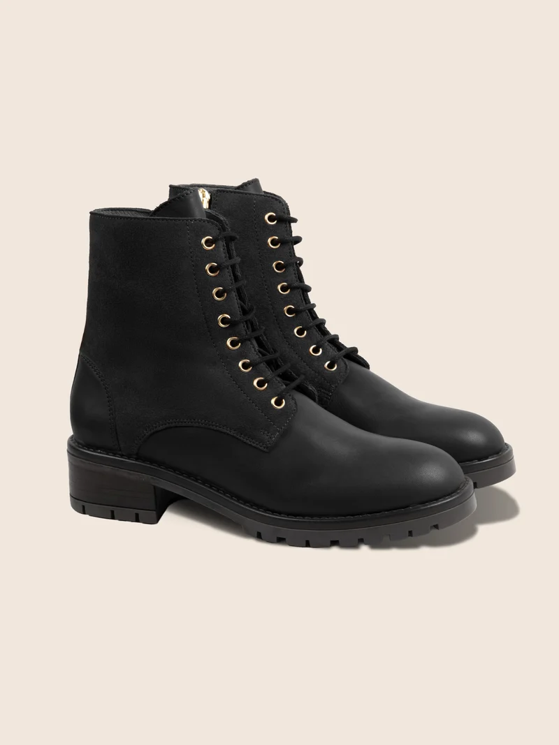Bottines à lacet cuir noir