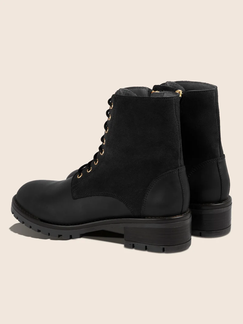 Bottines à lacet cuir noir