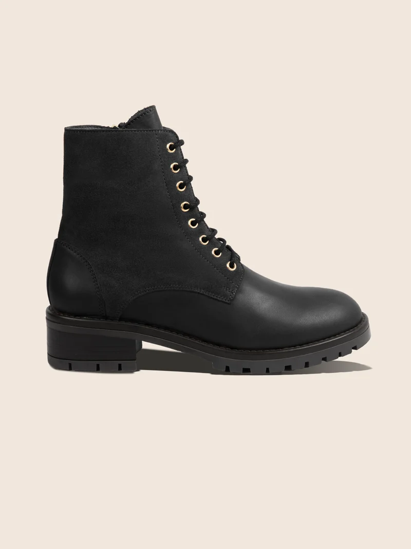Bottines à lacet cuir noir
