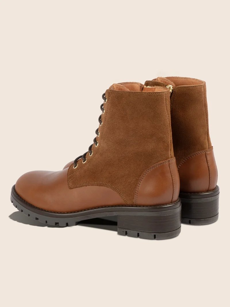 Bottines à lacet cuir camel