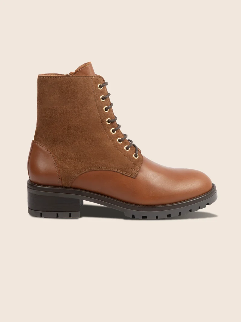 Bottines à lacet cuir camel