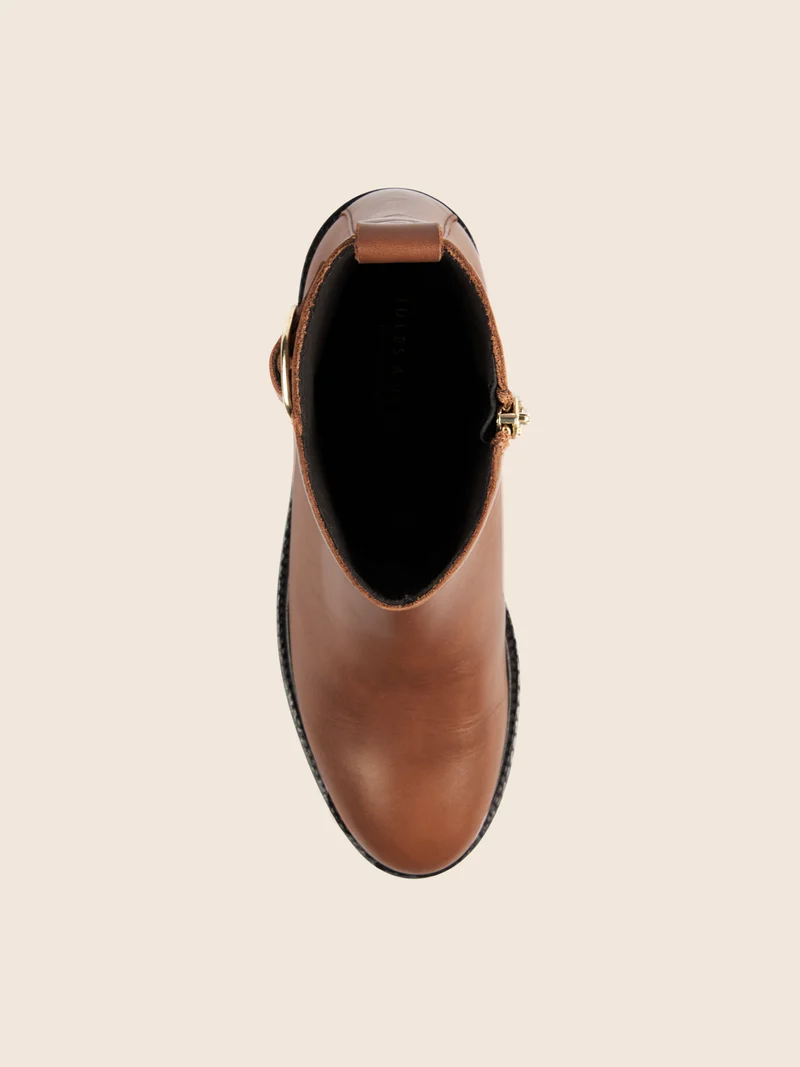 Bottines boucle cuir camel