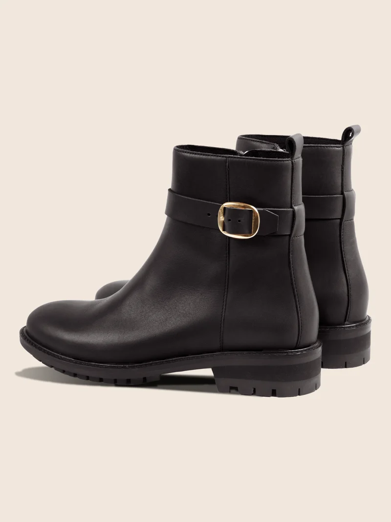 Bottines boucle cuir noir