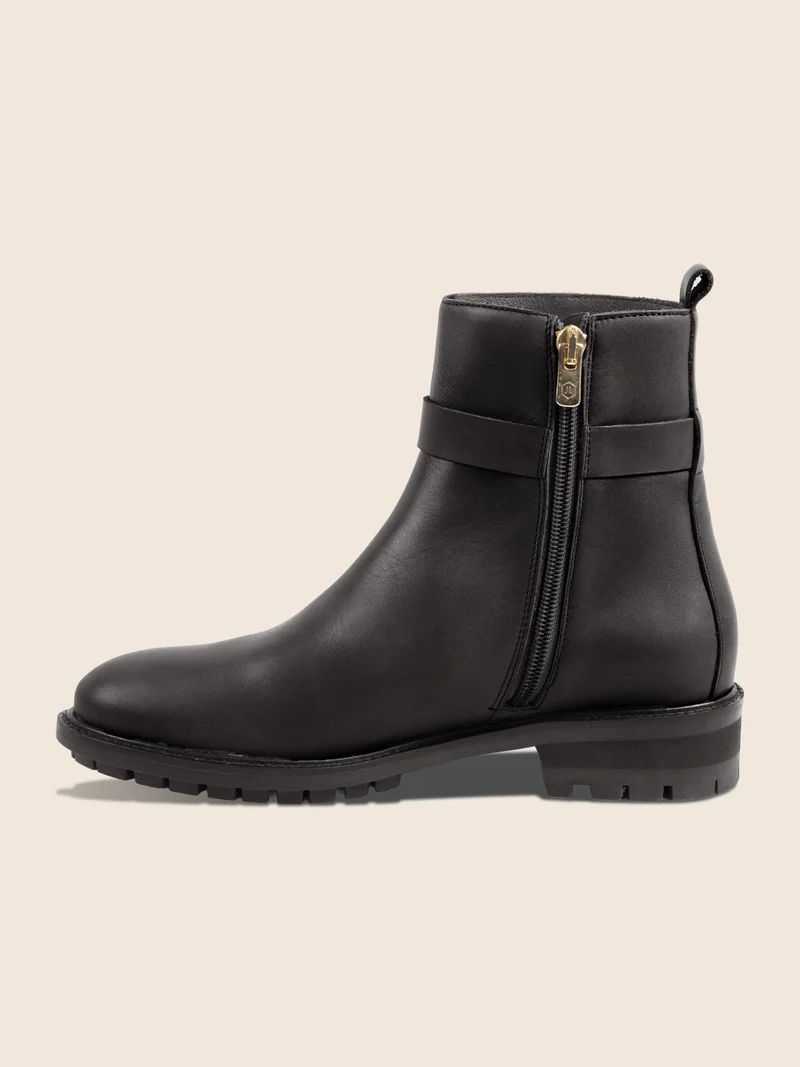 Bottines boucle cuir noir