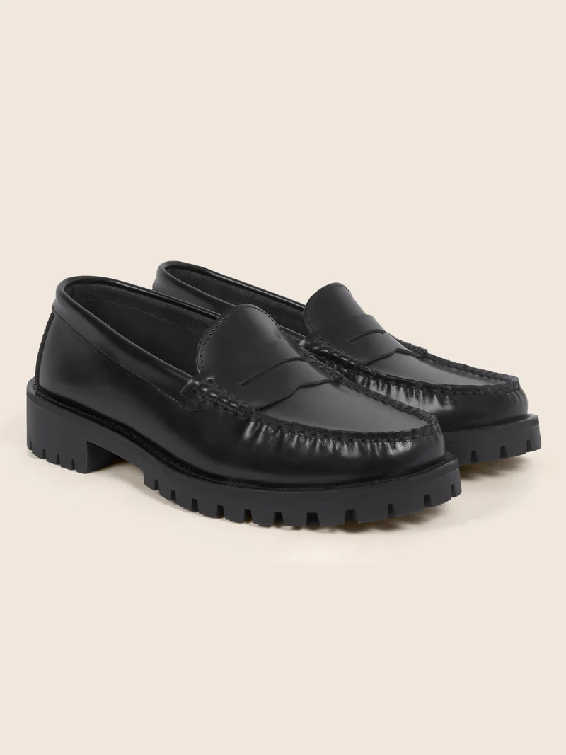 Mocassins cuir vernis noir