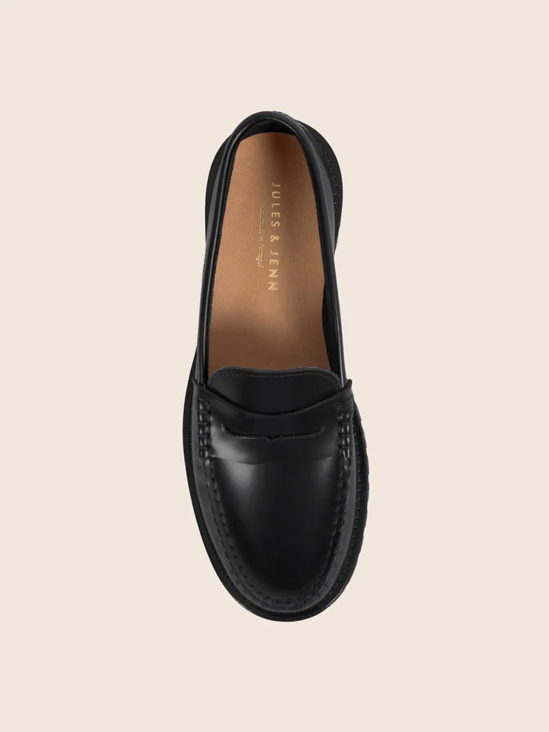 Mocassins cuir vernis noir