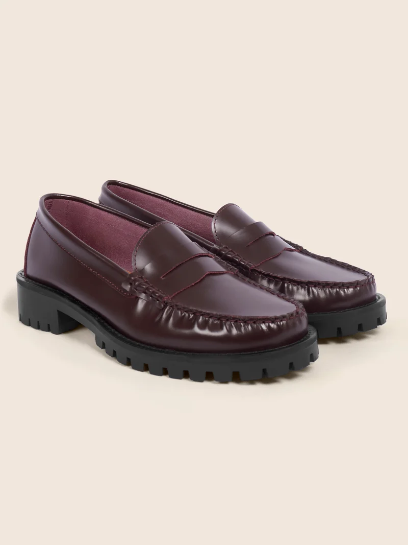 Mocassins cuir vernis bordeaux