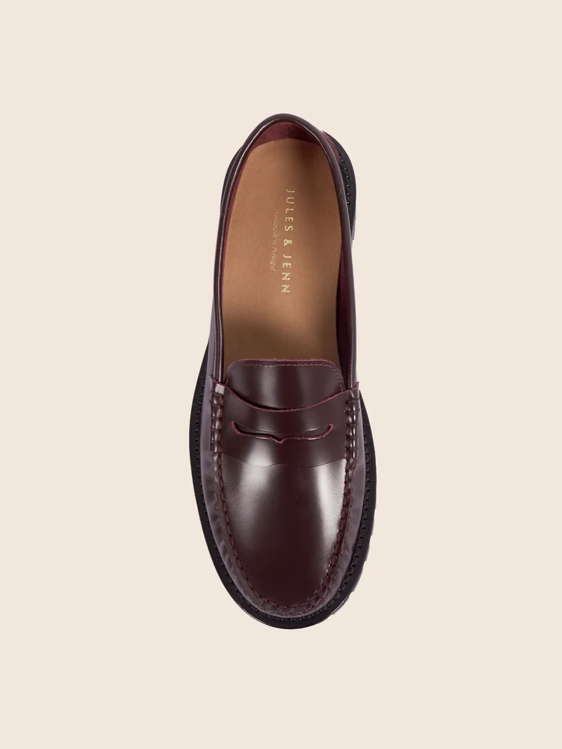 Mocassins cuir vernis bordeaux