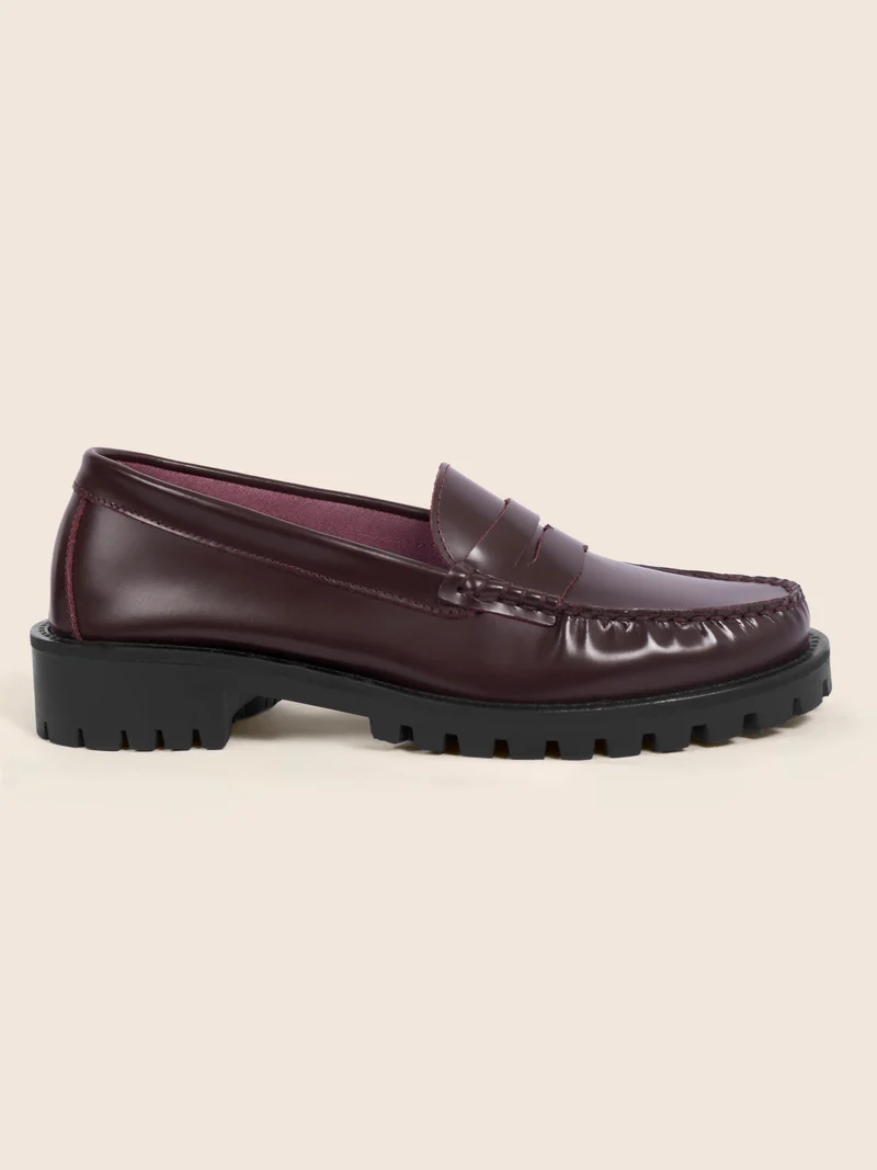 Mocassins cuir vernis bordeaux