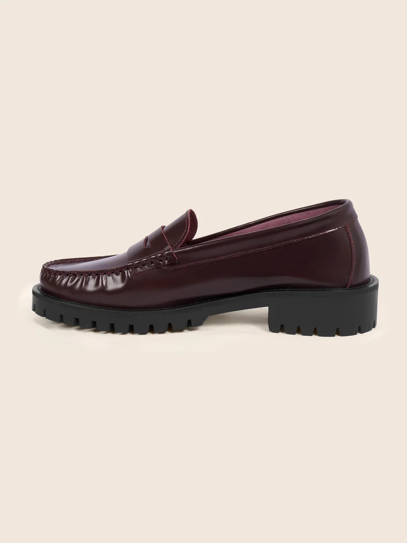 Mocassins cuir vernis bordeaux