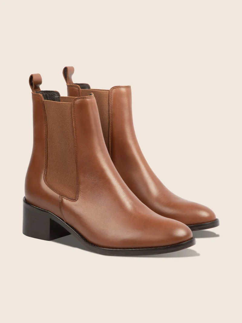 Bottines Chelsea cuir camel