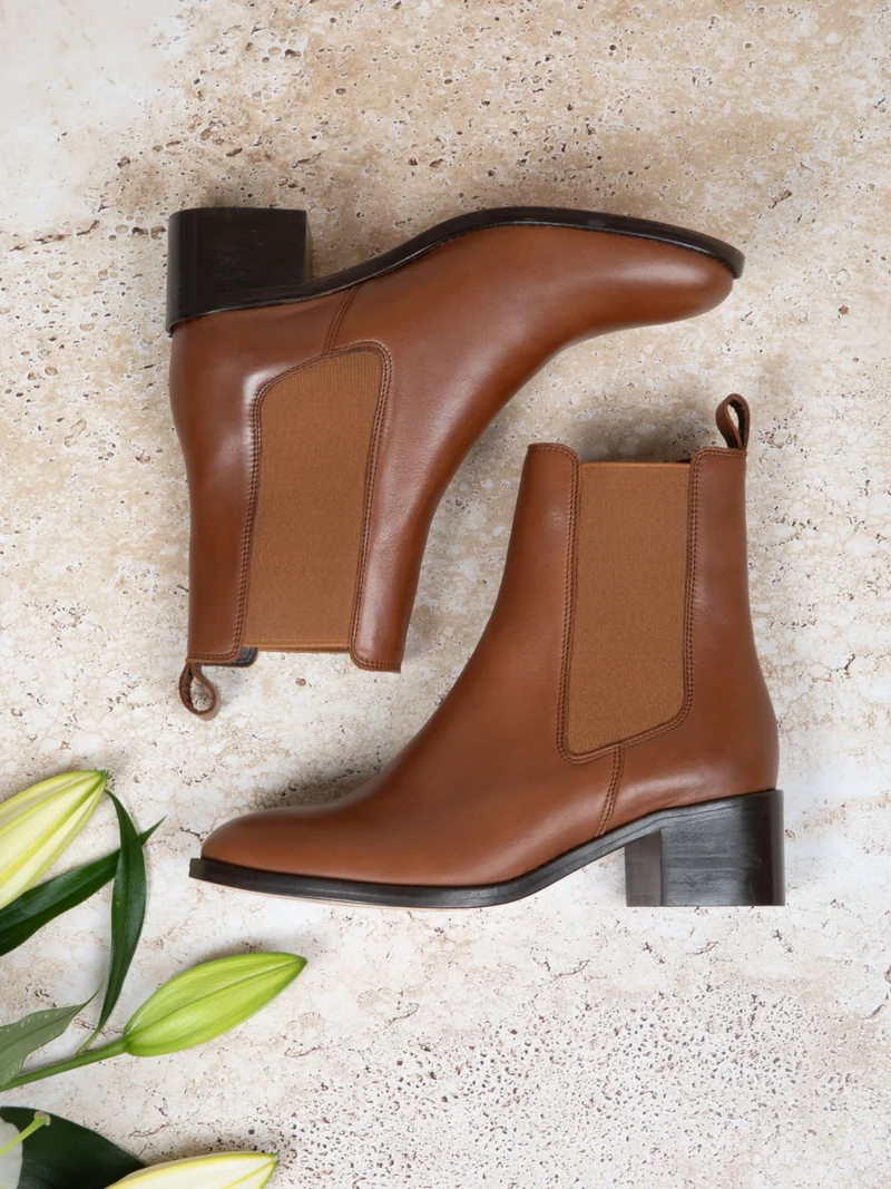 Bottines Chelsea cuir camel