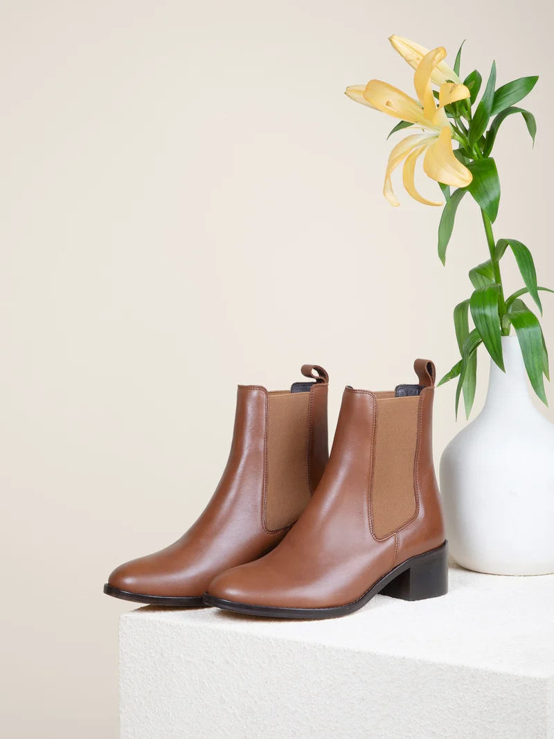 Bottines Chelsea cuir camel