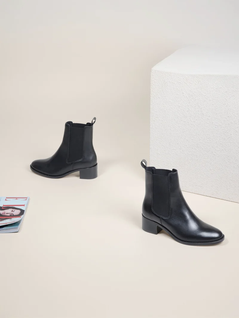 Bottines Chelsea cuir noir