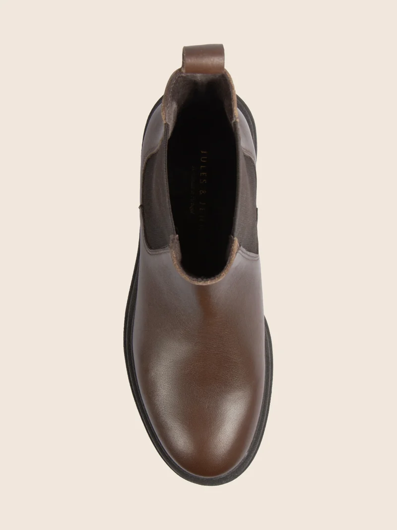 Bottines Chelsea crantées cuir marron