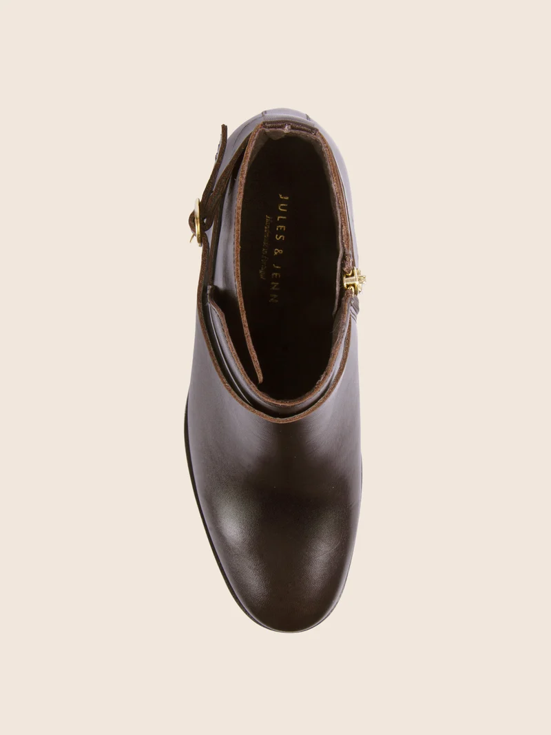 Bottines cavalières plates cuir marron