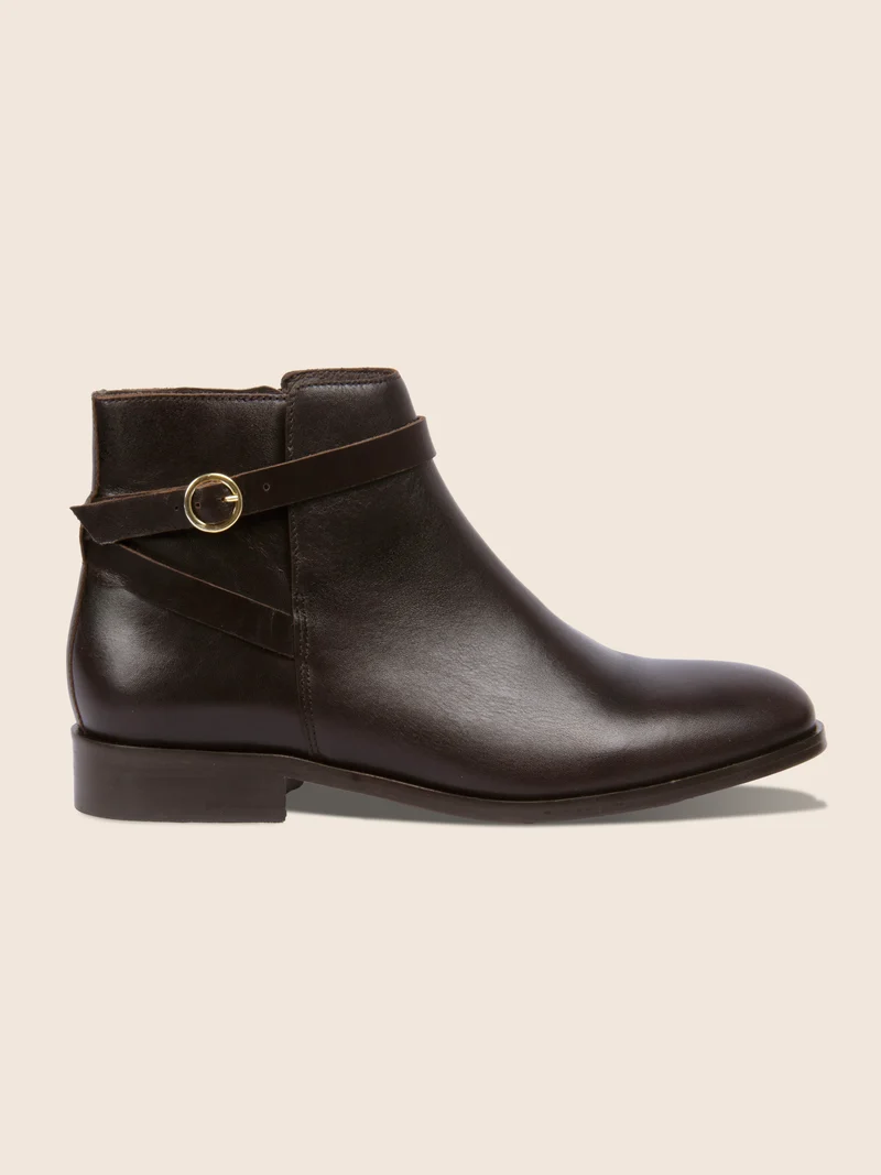 Bottines cavalières plates cuir marron